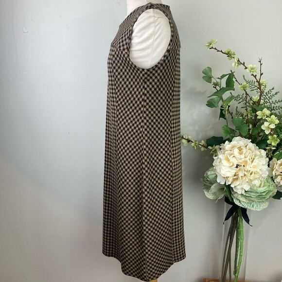 J. JILL Dress | Ponte Gingham | Camel Tan Black Checkered | Size Small - Picture 5 of 9